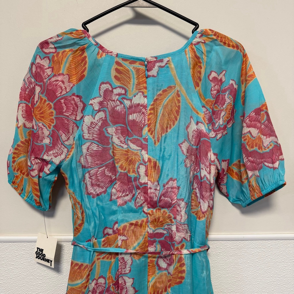 Women's THE GOOD JOURNEY Turquoise Pink Floral Midi Dress S NEW NWT MSRP $138 - Picture 5 of 16